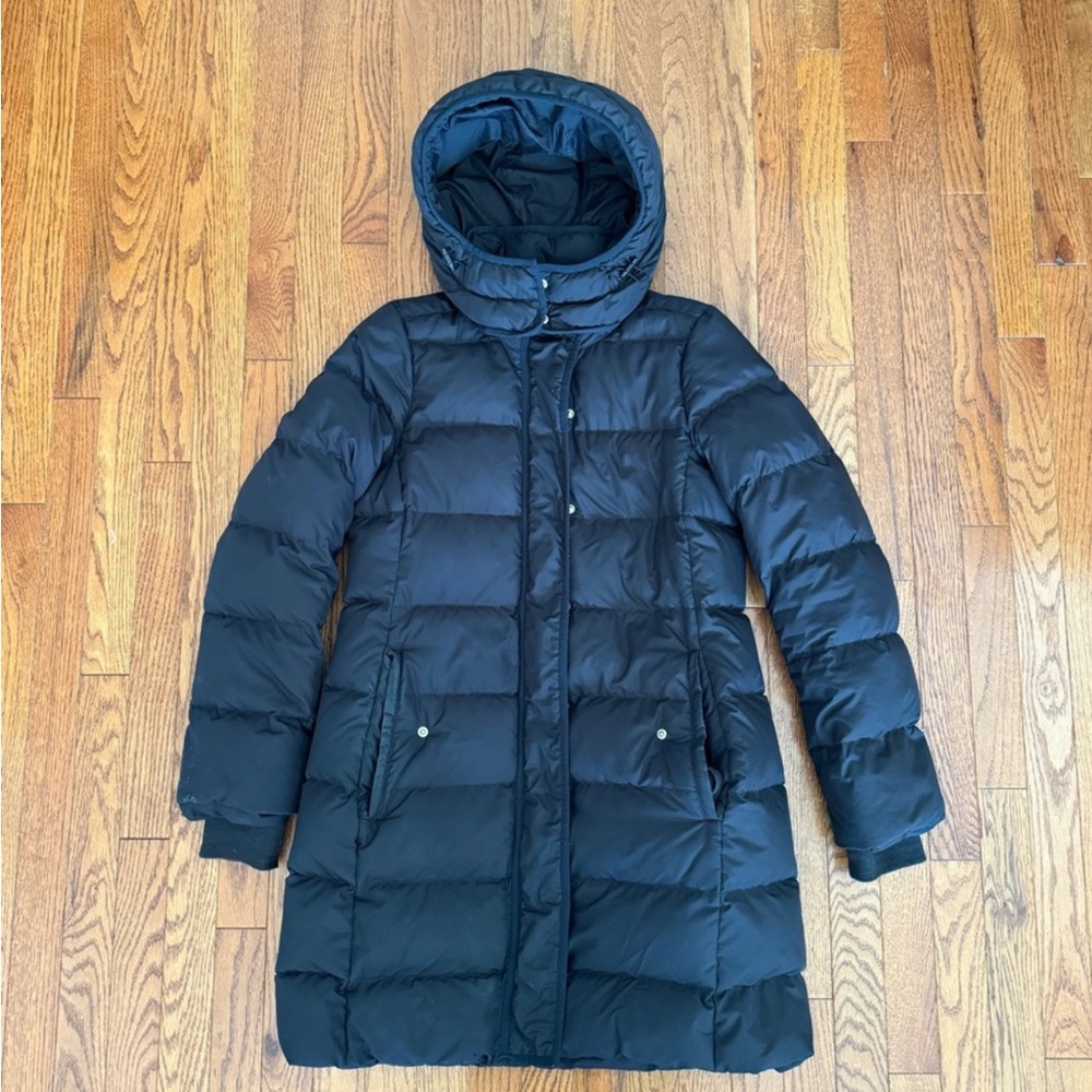 Crew Wintress Black Down Puffer Belted Coat